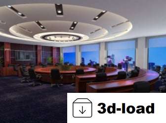 3d модель интерьера большого зала офиса