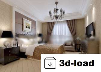 3d модель интерьера спальни отеля