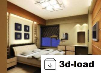 3d модель интерьера теплой спальни