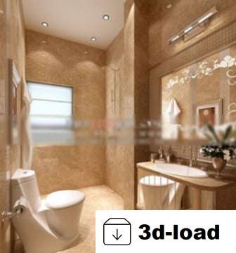 3d модель интерьера ванной комнаты отеля