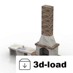 3d модель камина Bbq Set