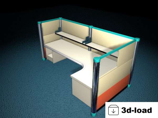 3d модель перегородки с письменным столом