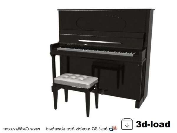 3d модель пианино и табуретки