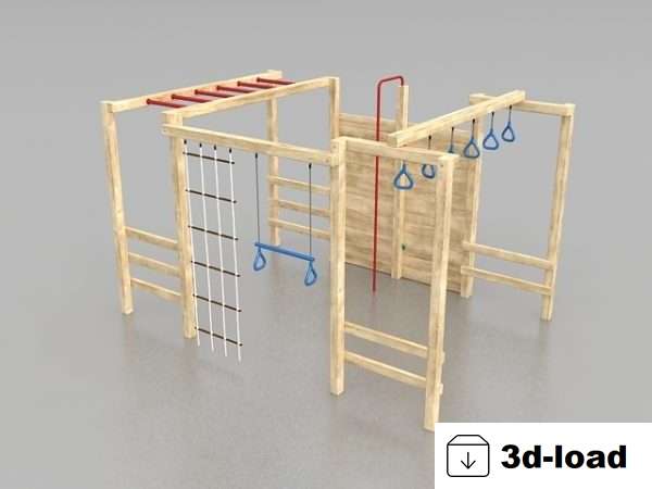 3d модель школьной деревянной игровой площадки