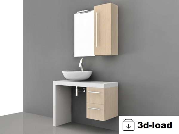 3d модель ванной комнаты с плавающей раковиной