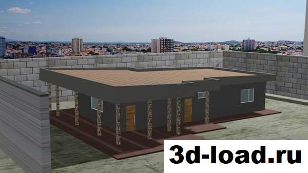 3d модель Жилой дом с плоской крышей скачать бесплатно