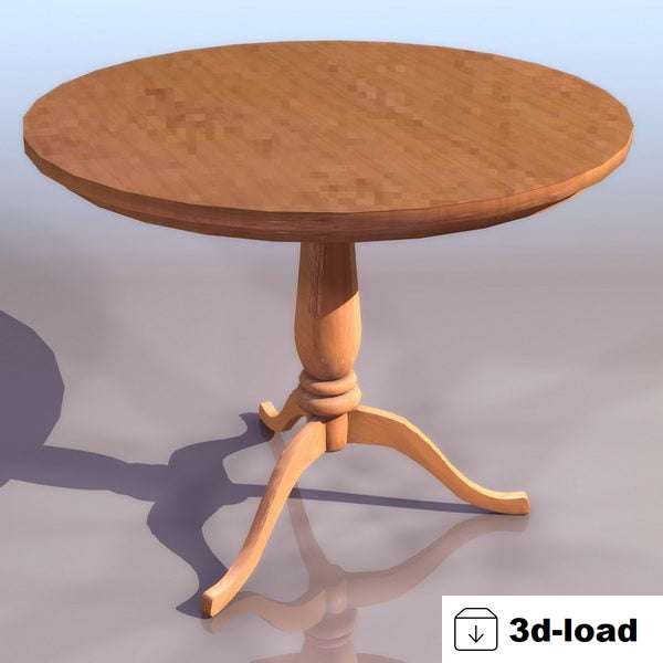 3d модель Античный Деревянный Круглый Стол