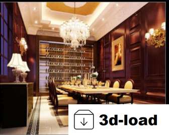 3d модель Большая Семейная Ресторан Интерьерная Сцена