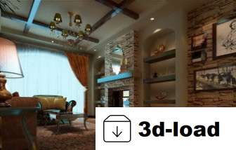 3d модель Castle 3D интерьер гостиной комнаты XNUMXD модель