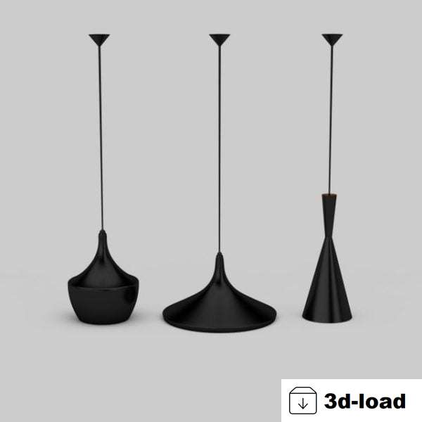 3d модель Черная Кухня Подвесные Светильники
