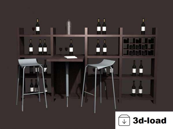 3d модель Домашний Винный Бар Мебель