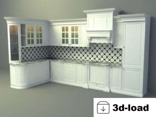 3d модель Элегантный белый дизайн кухни