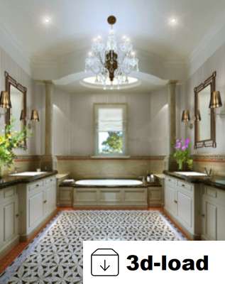 3d модель Элегантный дизайн интерьера ванной комнаты