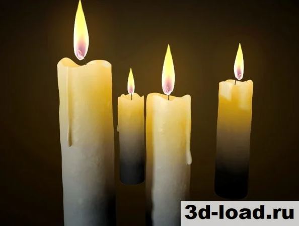 3d модель Горящие свечи