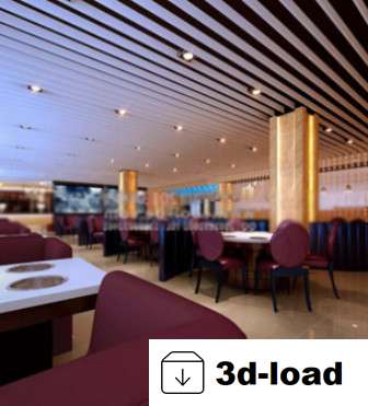 3d модель Гостиничный ресторан интерьер сцены