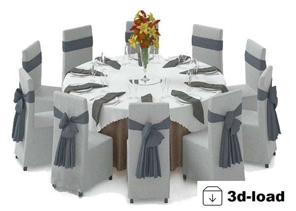 3d модель Hotel Wedding Restaurant Table Chairs
