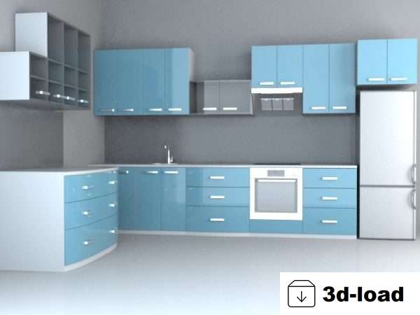3d модель Интегрированная L Кухня Дизайн