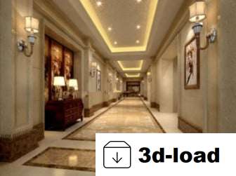 3d модель Интерьерная сцена Гостиничный коридор