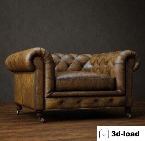 3d модель Классический кожаный диван Chesterfield