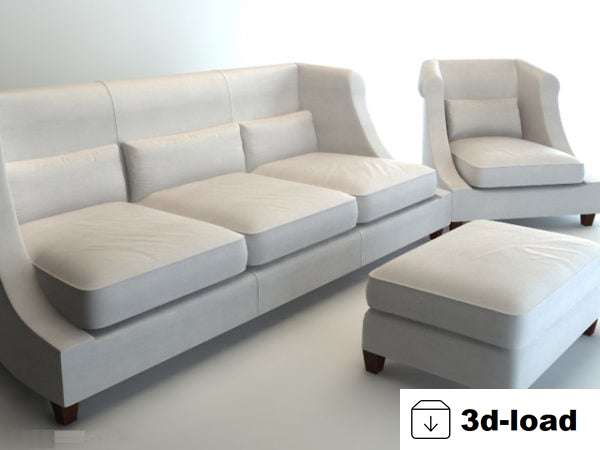 3d модель Классический Ткань Диван Комплект Мебели