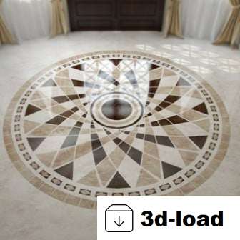 3d модель Круглая мраморная напольная плитка интерьера