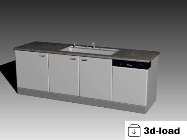 3d модель Кухонная Столешница Мебель С Раковиной
