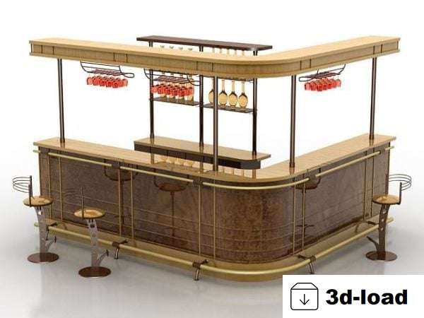 3d модель L-образная барная стойка