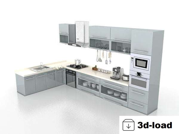 3d модель L Угловые Кухонные Шкафы Дизайн