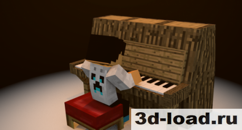 3d модель Minecraft Piano с игроком