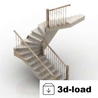 3d модель Лестница с поручнями