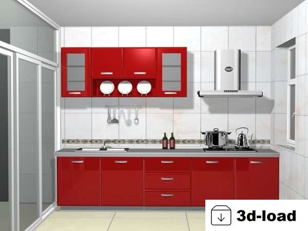 3d модель Малый Красный Цвет Кухня Кухня