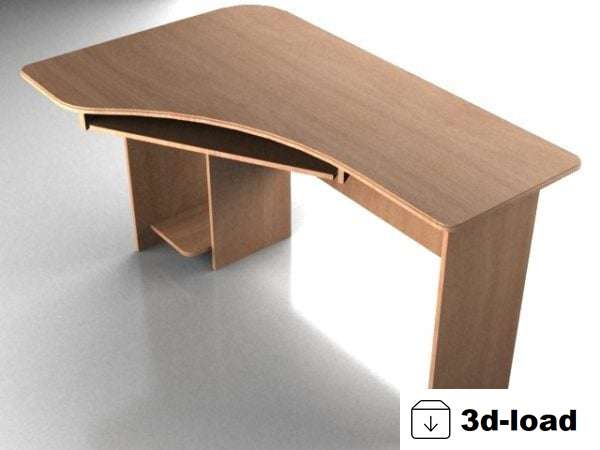3d модель Офисный компьютерный стол изогнутой формы