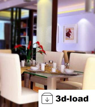 3d модель Открытая кухня Дизайн интерьера Сцена