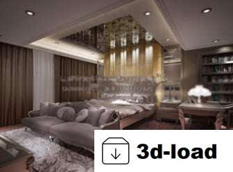 3d модель Просторная интерьера спальни