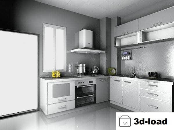 3d модель Роскошная Минималистская Кухня Дизайн Идея