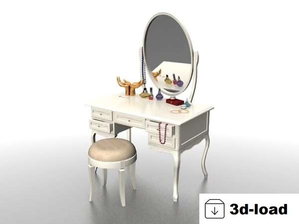 3d модель Роскошный классический туалетный столик с зеркалом