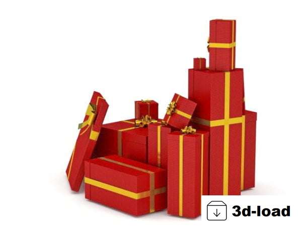 3d модель Рождественская Красная Подарочная Коробка