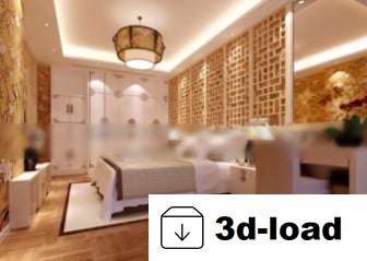 3d модель Сцена в китайском стиле Интерьер спальни