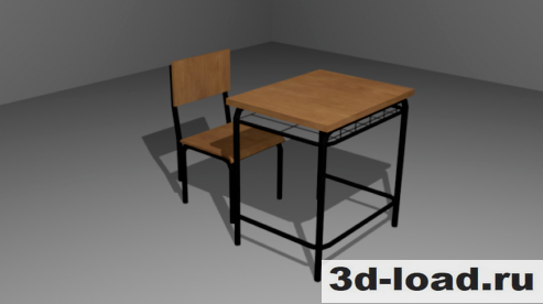 3d модель Школьная парта со стулом