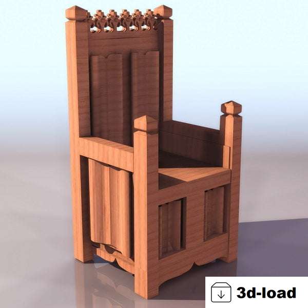 3d модель Средневековый Тронный Стул Деревянный Материал