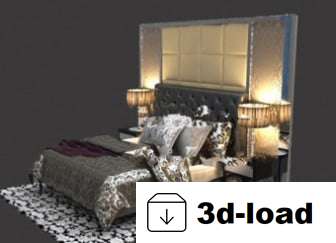 3d модель Темный Современный Спальный Интерьер
