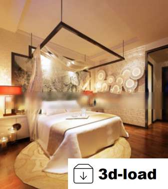 3d модель Теплый Интерьер Спальня Сцена