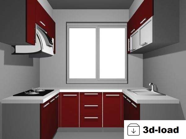 3d модель U Shape Кухня Дизайн План