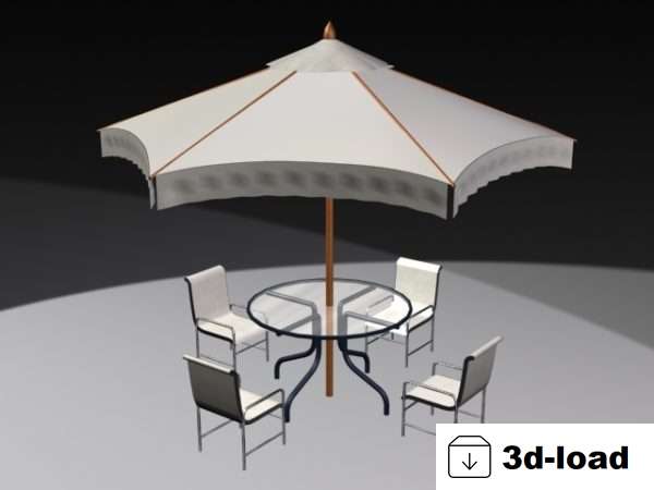 3d модель Уличный патио с зонтиком