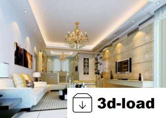 3d модель Золотая гостиная интерьер сцены