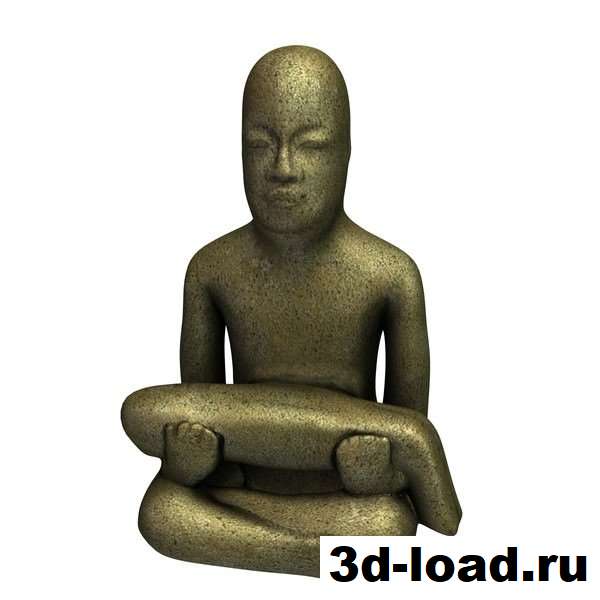 3d модель металлическая статуя будды