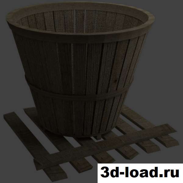 3d модель Простая деревенская деревянная корзина скачать бесплатно